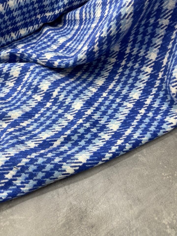 Mavi Ekose Oduncu Desen Elbiselik Gömleklik Kumaş