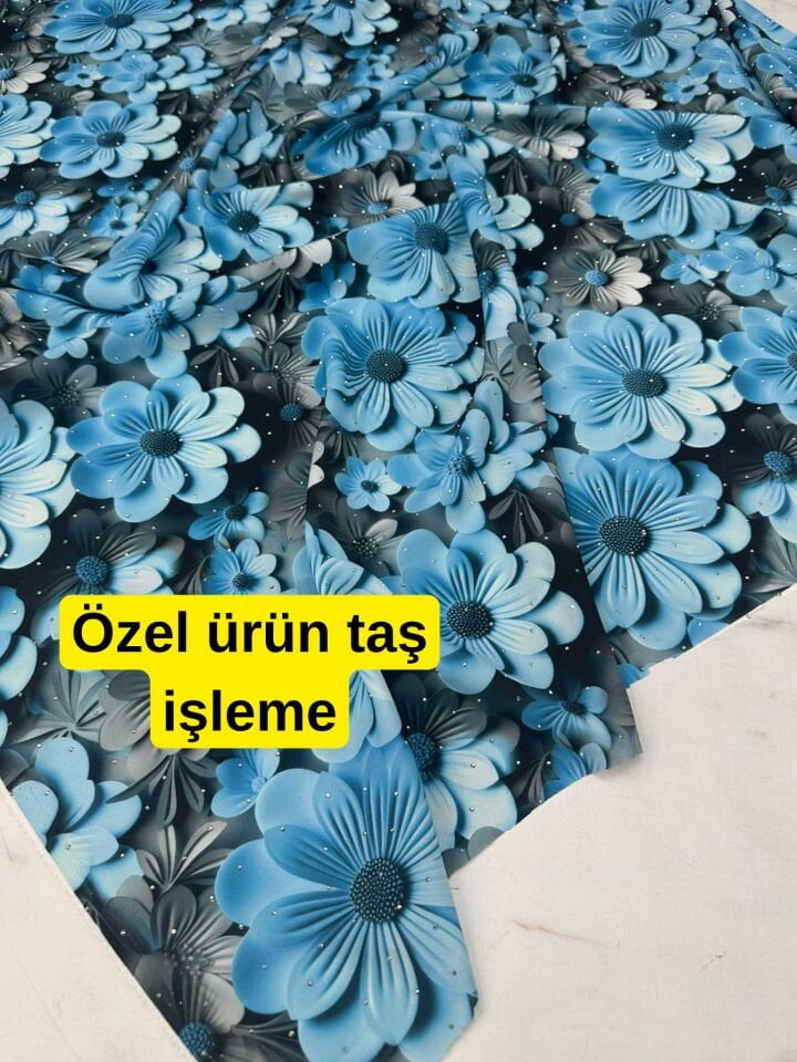 Fantazi Ürün Taş İşleme Dijital Baskı Krep Kumaş Yumuşak Dökümlü