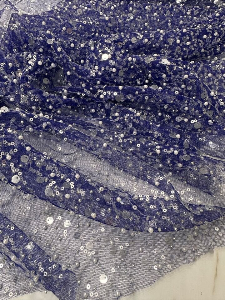 Mor Renk Pul Boncuk İşlem Abiyelik Tül