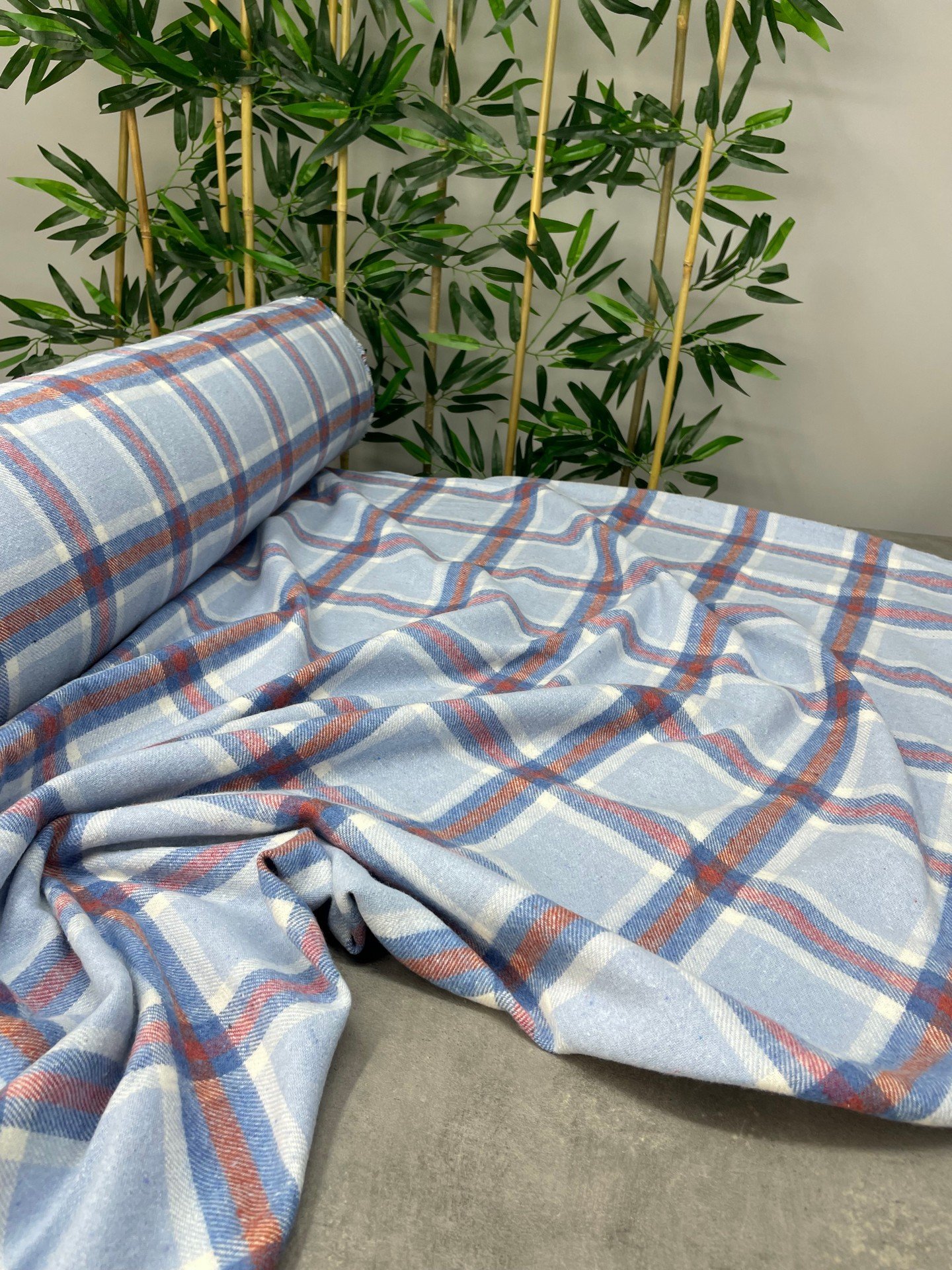 Bebe Mavisi Ekose Oduncu Desen Elbiselik Gömleklik Kumaş