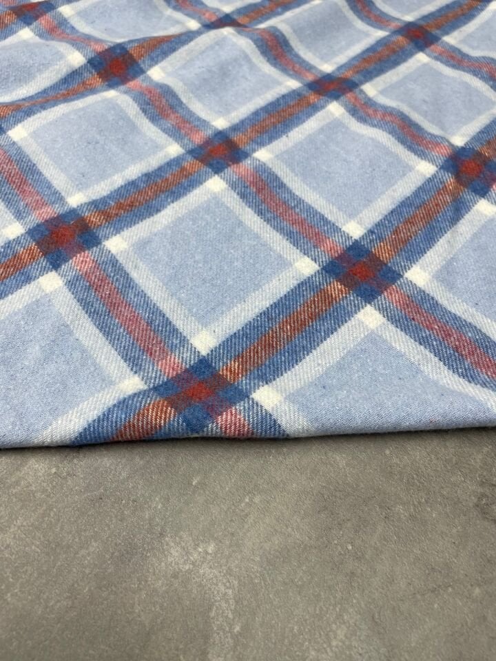 Bebe Mavisi Ekose Oduncu Desen Elbiselik Gömleklik Kumaş