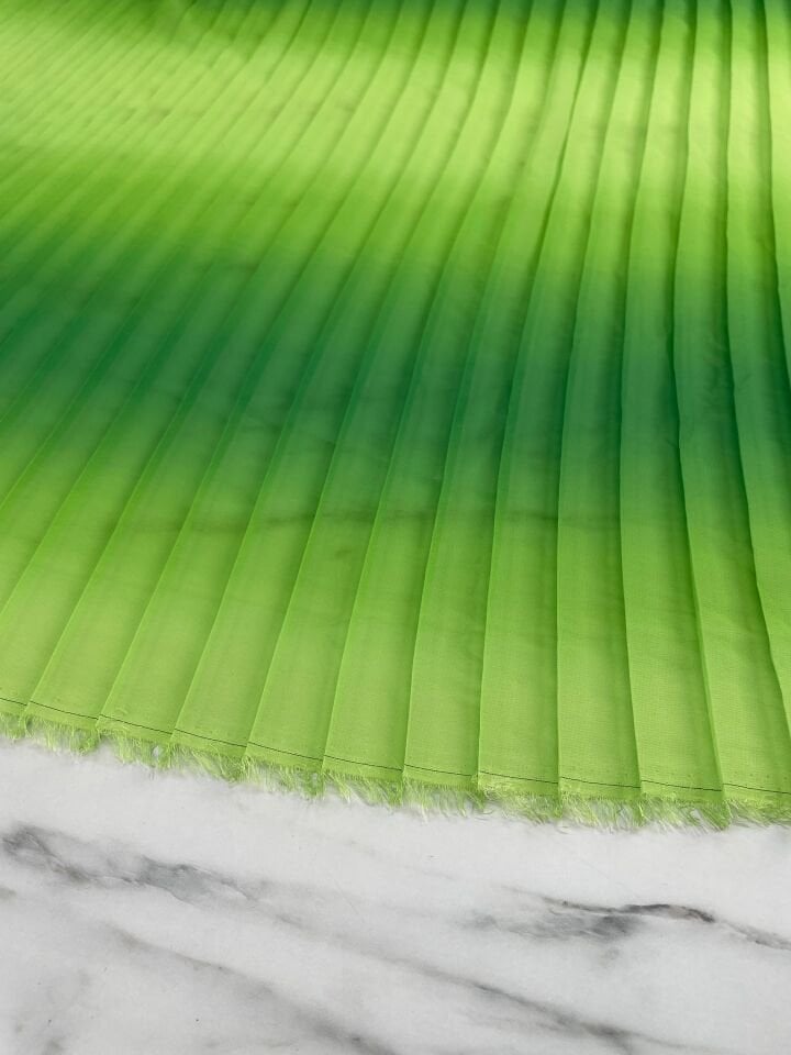 Yeşil Degrede Desen Ebiselik Eteklik Pilise Şifon Kumaş