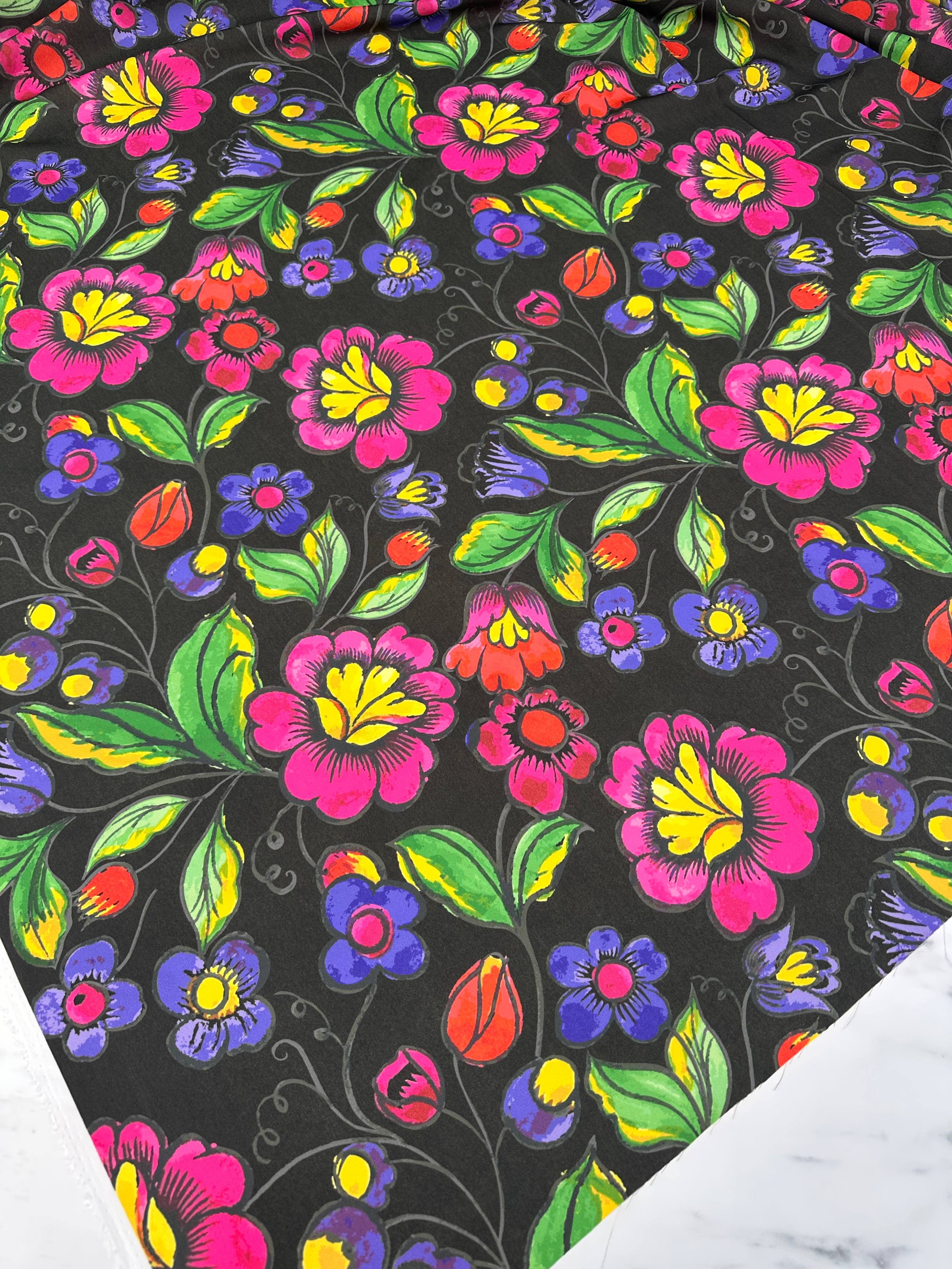 Leo Çiçegi Desen Krep Kumaş Elbise Etek Gömlek Şalvar