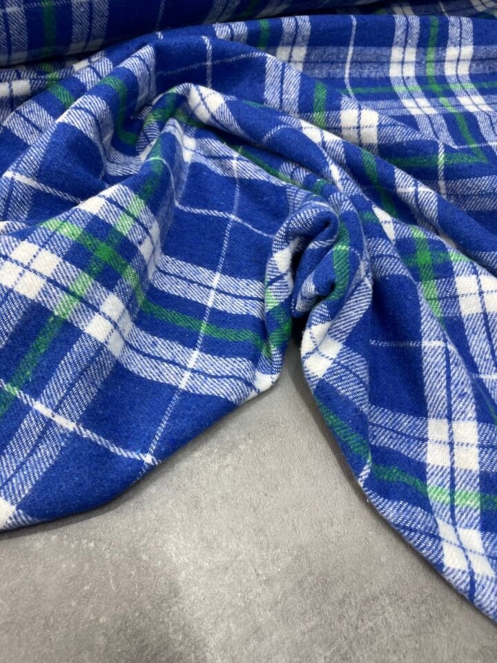 Mavi Ekose Oduncu Desen Elbiselik Gömleklik Kumaş