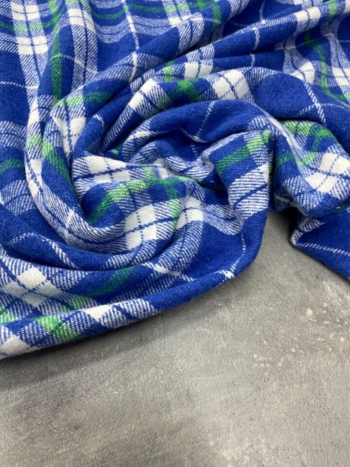 Mavi Ekose Oduncu Desen Elbiselik Gömleklik Kumaş