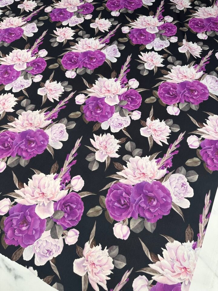 Eva Çiçegi Desen krep Kumaş Elbise Etek Gömlek Elbise Şalvar