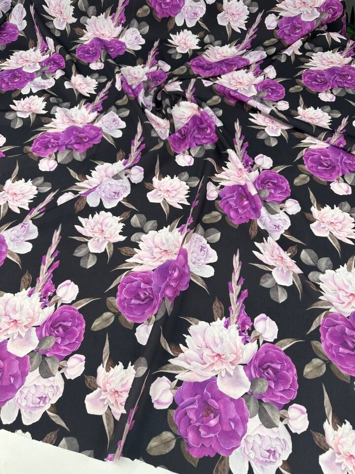 Eva Çiçegi Desen krep Kumaş Elbise Etek Gömlek Elbise Şalvar