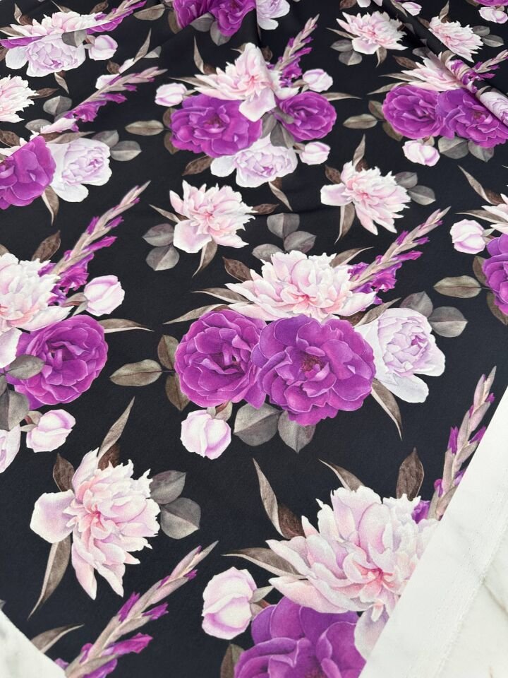 Eva Çiçegi Desen krep Kumaş Elbise Etek Gömlek Elbise Şalvar