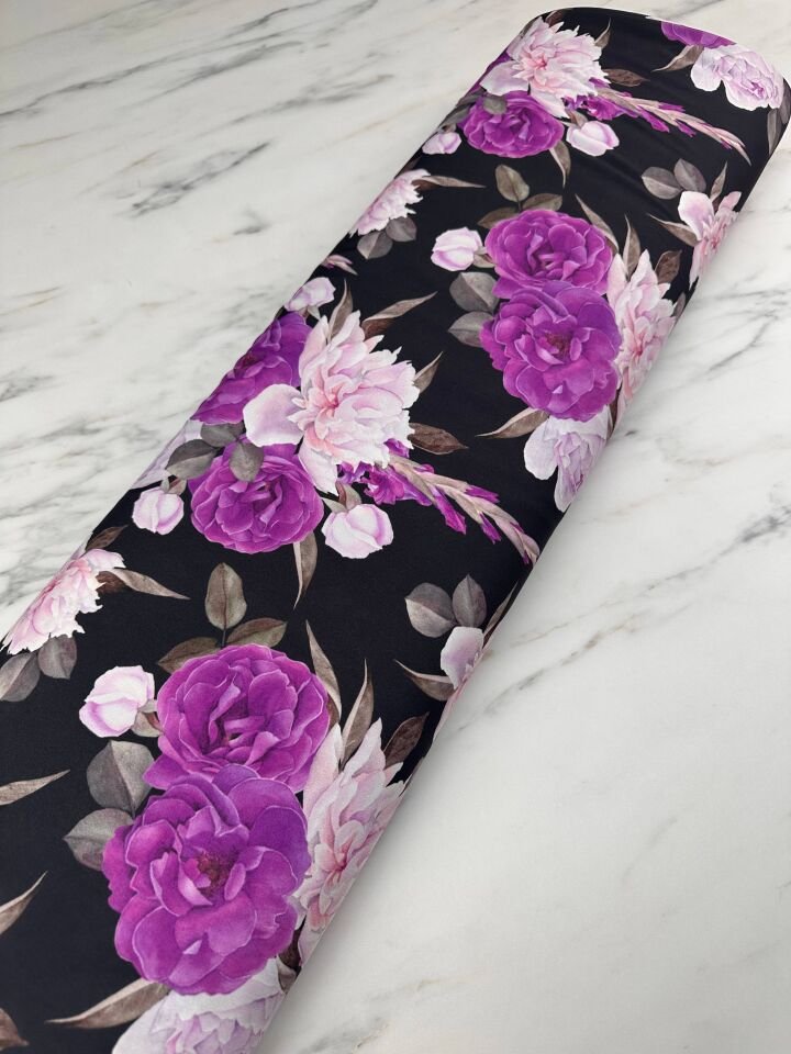 Eva Çiçegi Desen krep Kumaş Elbise Etek Gömlek Elbise Şalvar