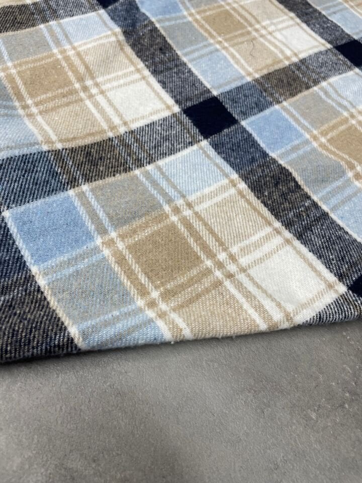 Bej Ekose Oduncu Desen Elbiselik Gömleklik Kumaş