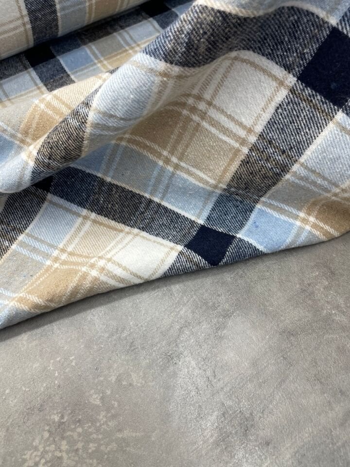 Bej Ekose Oduncu Desen Elbiselik Gömleklik Kumaş