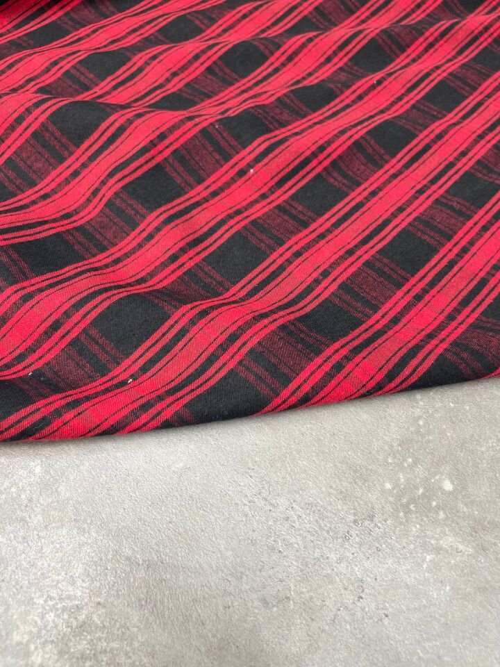Kırmızı Ekose Oduncu Desen Elbiselik Gömleklik Kumaş