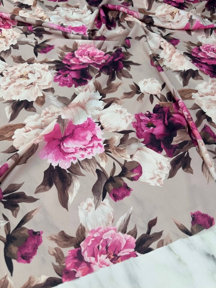 Desenli Krep Kumaş Elbise Etek Gömlek Şalvar