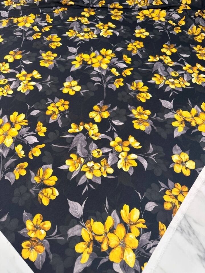 Desenli Krep Kumaş Elbise Etek Gömklek Şalvar