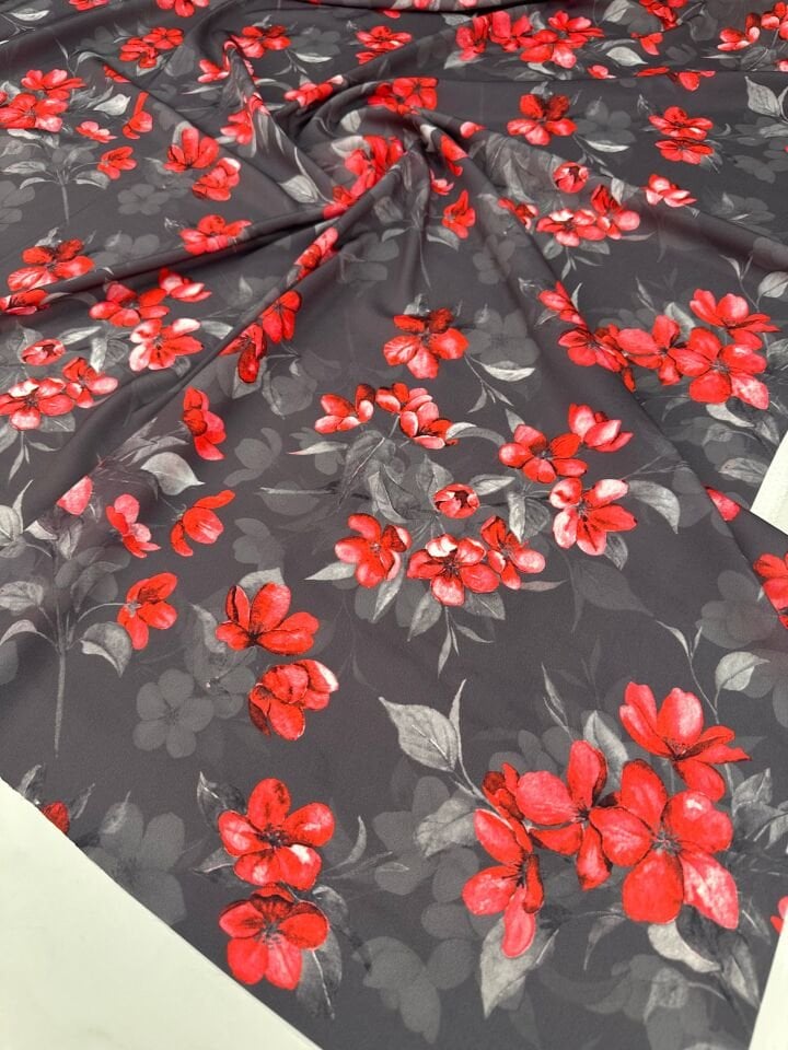 Desenli Krep Kumaş Elbise Etek Gömlek Şalvar