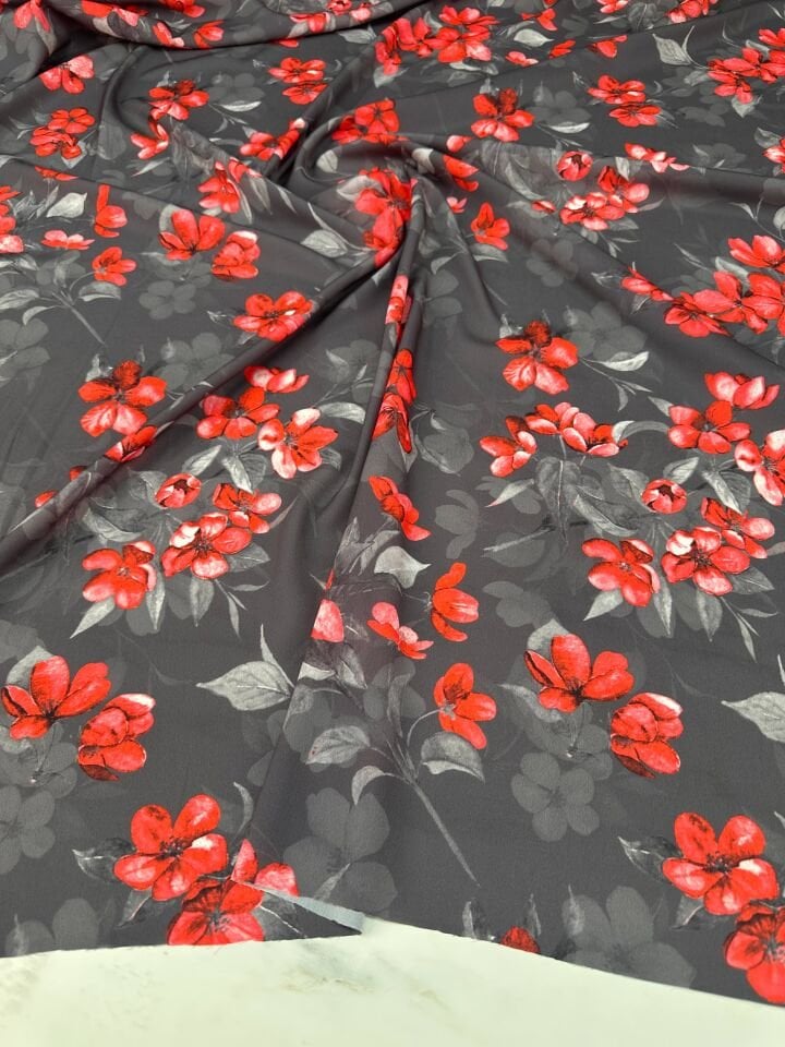 Desenli Krep Kumaş Elbise Etek Gömlek Şalvar