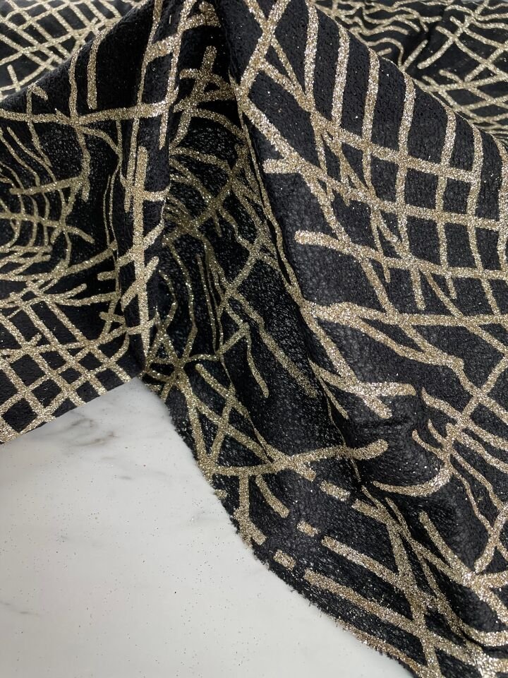 Siyah Elbiselik Simli Kumaş