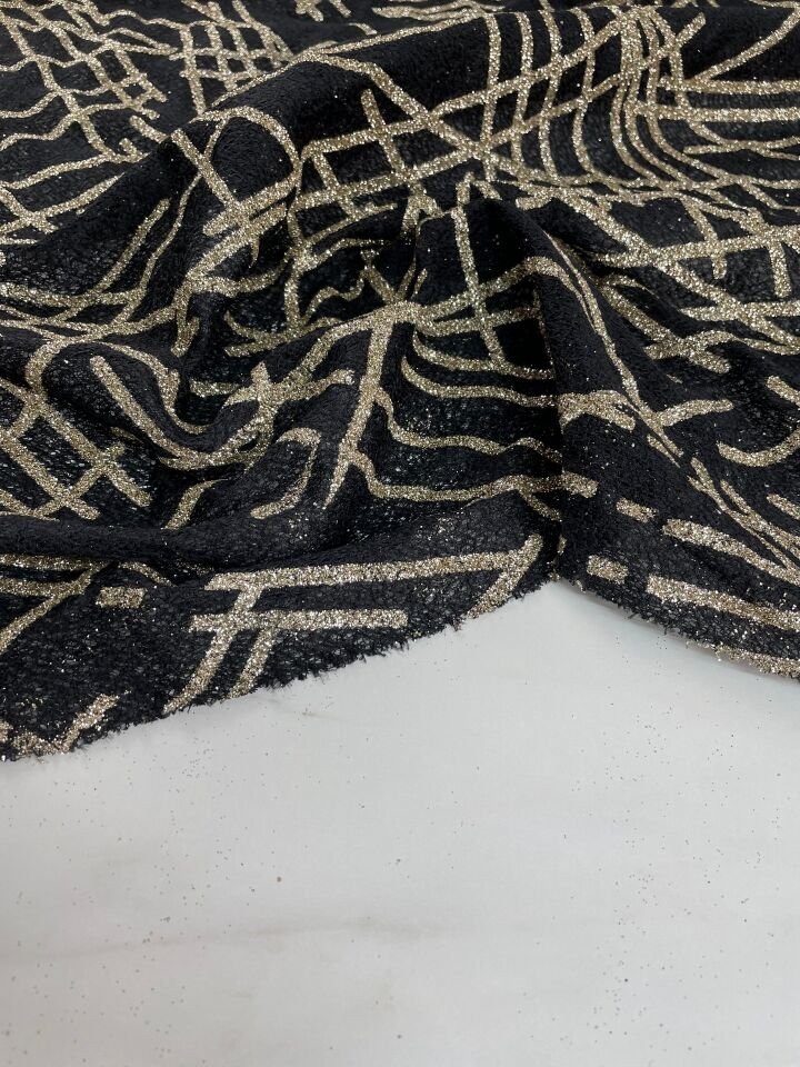 Siyah Elbiselik Simli Kumaş