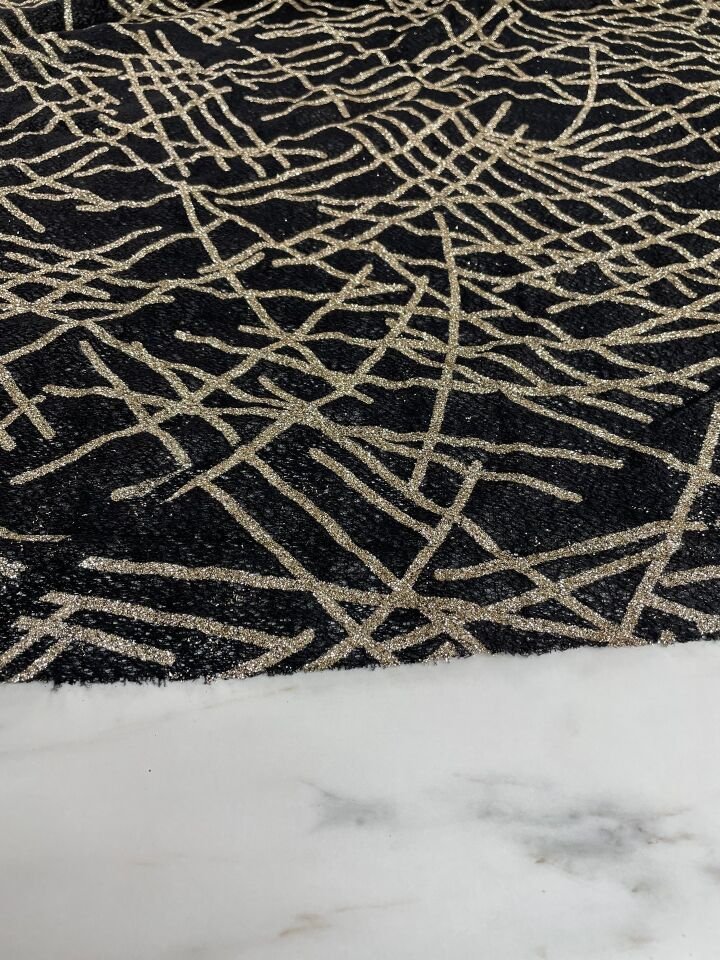 Siyah Elbiselik Simli Kumaş