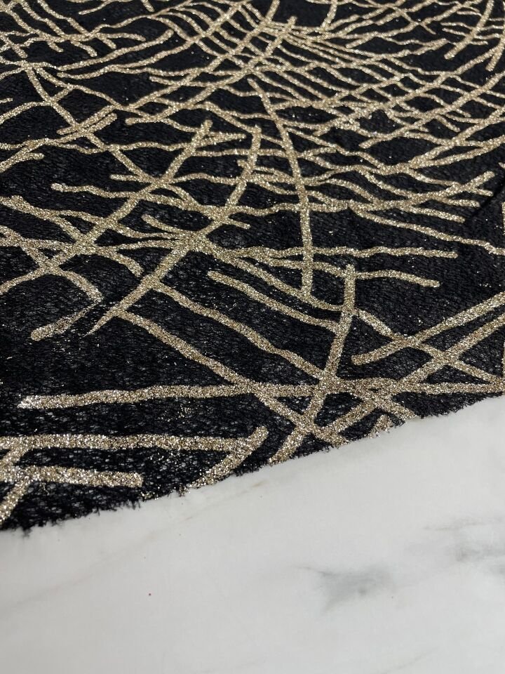 Siyah Elbiselik Simli Kumaş