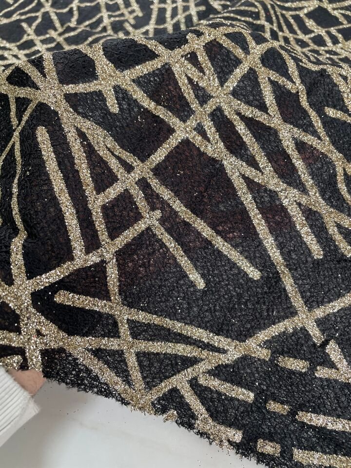 Siyah Elbiselik Simli Kumaş