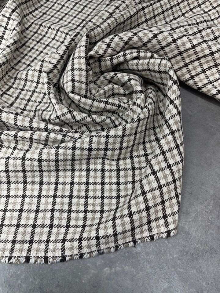 Krem Ekose Oduncu Desen Elbiselik Gömleklik Kumaş