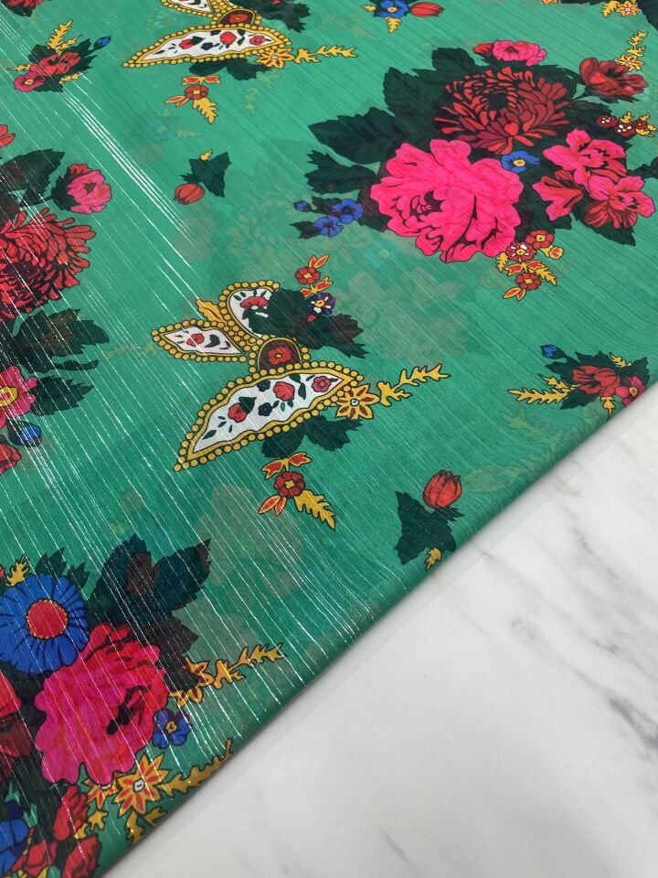 Desenli Şifon Elbise Etek Gömlek Şal