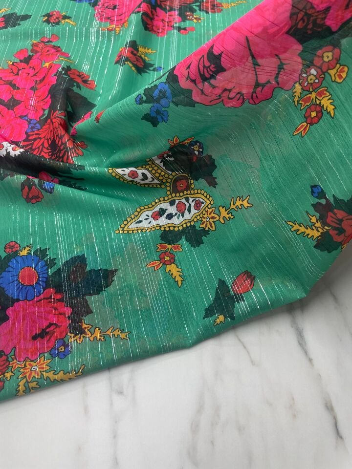 Desenli Şifon Elbise Etek Gömlek Şal