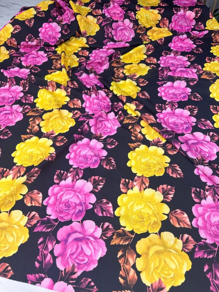 Desenli Krep Kumaş Elbise Etek Gömlek Şalvar