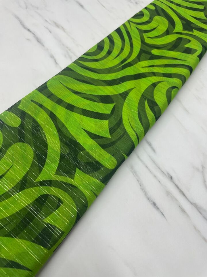 Desenli Simli Şifon Elbise Etek Gömlek Şal