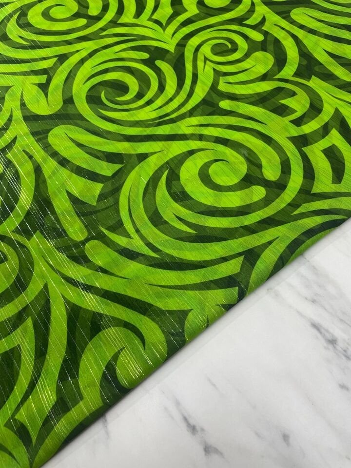 Desenli Simli Şifon Elbise Etek Gömlek Şal