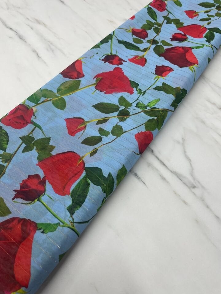 Desenli Simli Şifon Elbise Etek Gömlek Şal