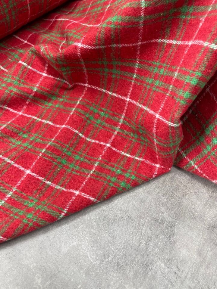 Kırmızı Ekose Oduncu Desen Elbiselik Gömleklik Kumaş