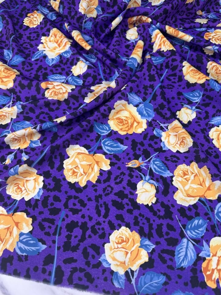 Desenli Krep Kumaş Elbise Etek Gömlek Şalvar