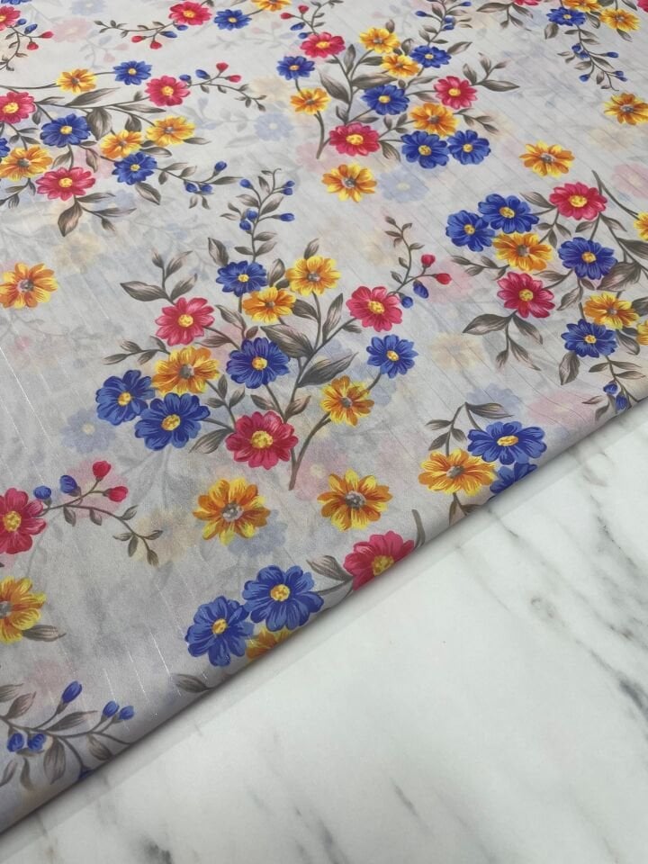 Desenli Simli Şifon Elbise Etek Gömlek Şal