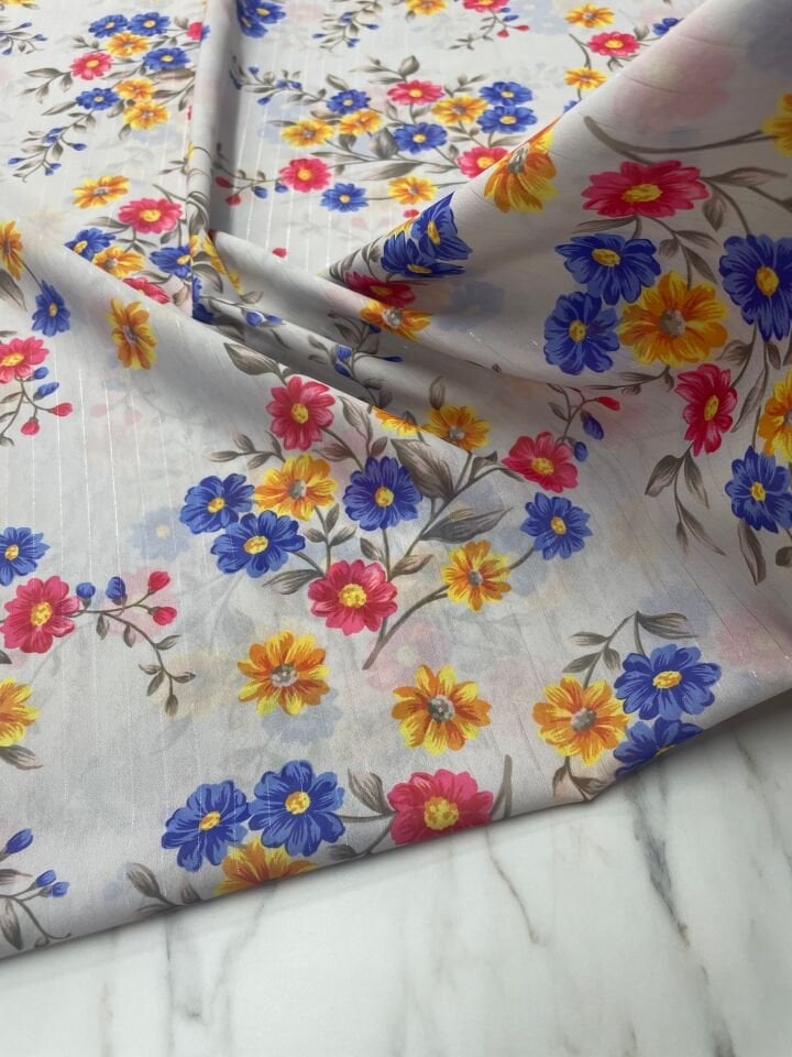 Desenli Simli Şifon Elbise Etek Gömlek Şal