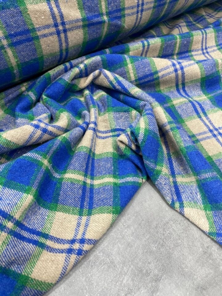 Mavi Ekose Oduncu Desen Elbiselik Gömleklik Kumaş