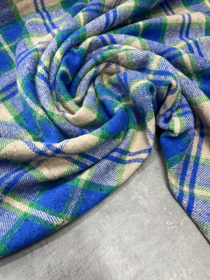 Mavi Ekose Oduncu Desen Elbiselik Gömleklik Kumaş