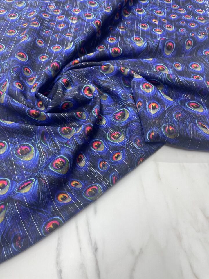 Desenli Simli Şifon Elbise Etek Gömlek Şal