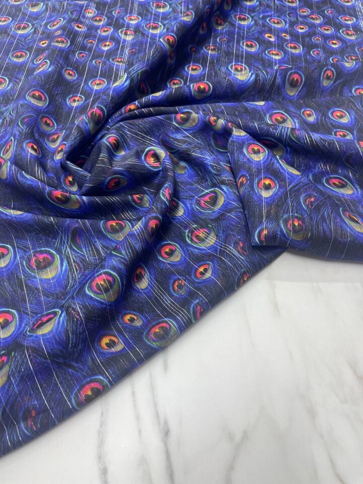 Desenli Simli Şifon Elbise Etek Gömlek Şal