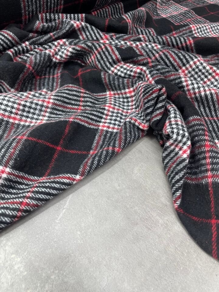 Gri Ekose Oduncu Desen Elbiselik Gömleklik Kumaş