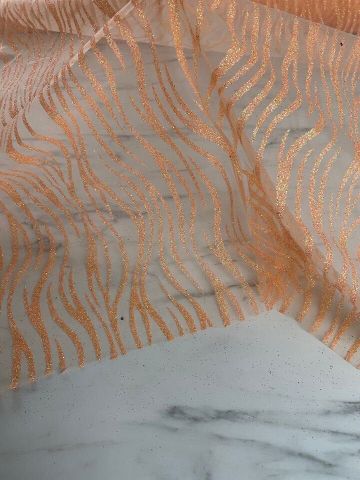 Turuncu Elbiselik Simli Kumaş