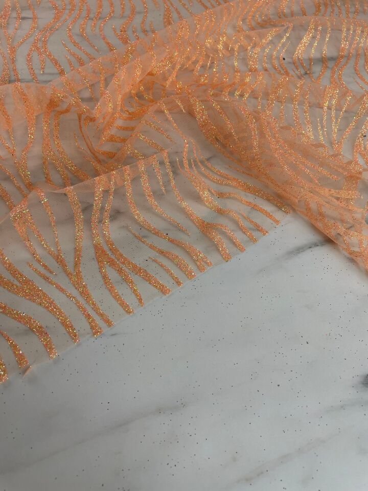 Turuncu Elbiselik Simli Kumaş