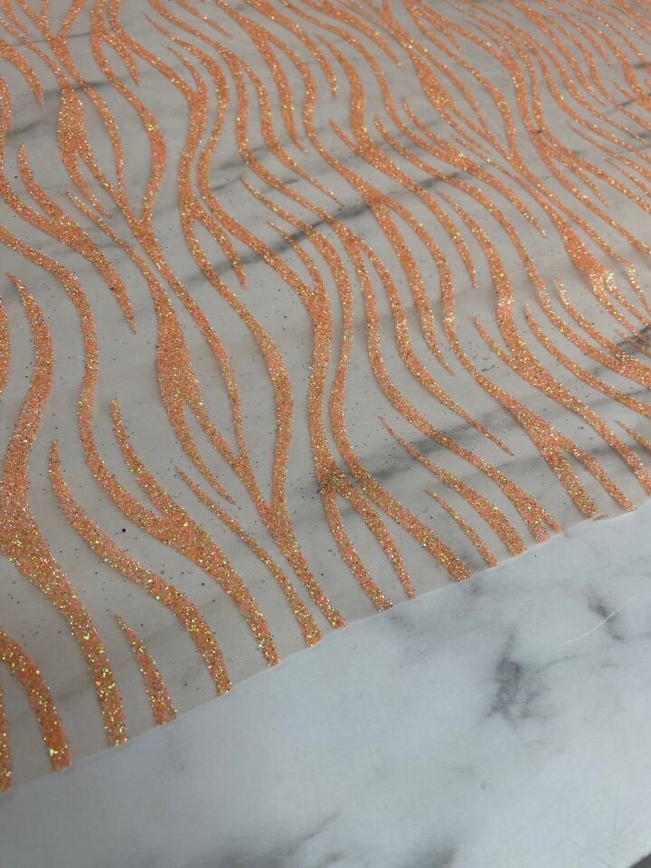 Turuncu Elbiselik Simli Kumaş