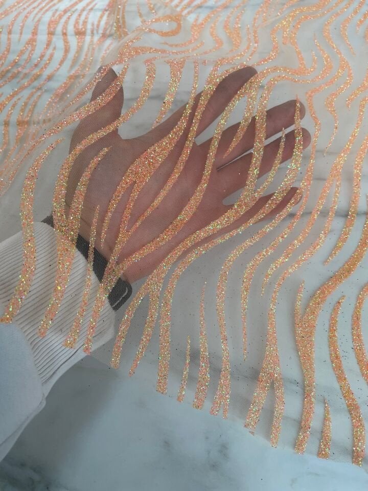 Turuncu Elbiselik Simli Kumaş