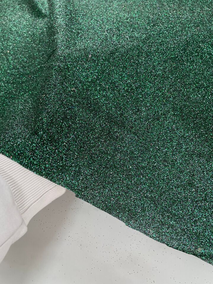 Yeşil Elbiselik Simli Kumaş