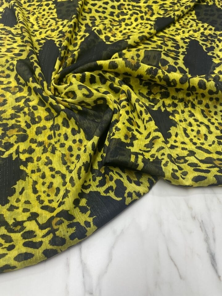 Desenli Simli Şifon Elbise Etek Gömlek Şal