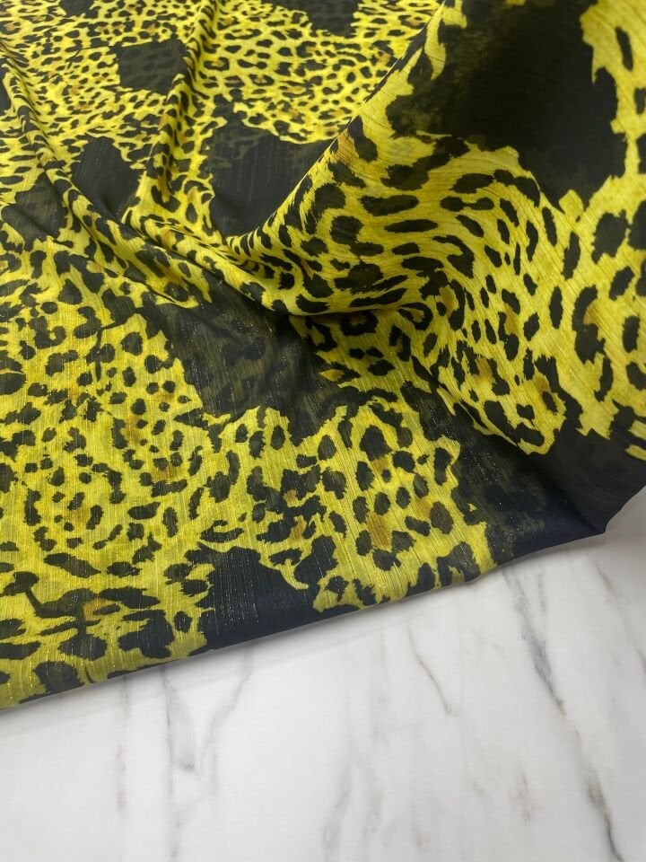 Desenli Simli Şifon Elbise Etek Gömlek Şal