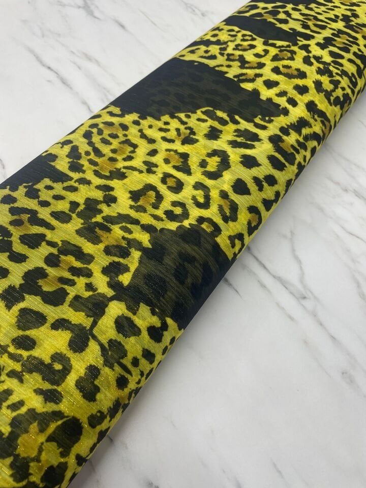 Desenli Simli Şifon Elbise Etek Gömlek Şal