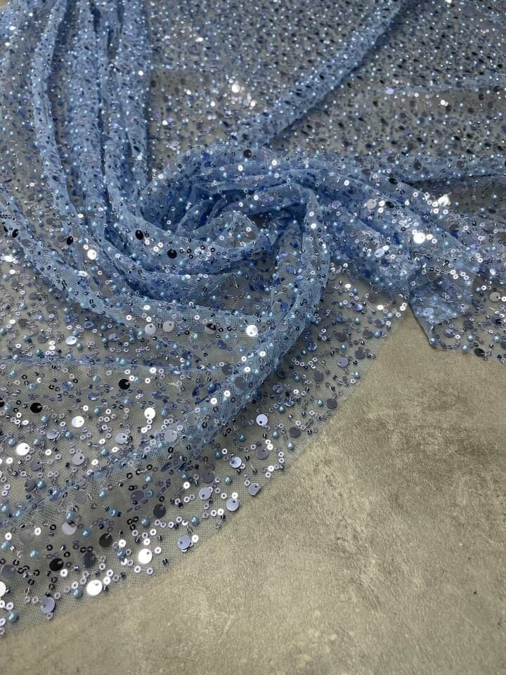 Bebe Mavi Pul Payet İşleme Abiyelik Tül